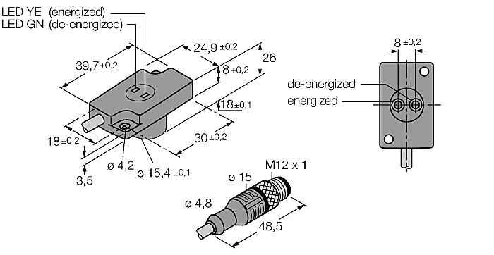 Индуктивный датчик TURCK NI1.5-KSR26R-2AD4X2-0.2-RS4.4T/S34