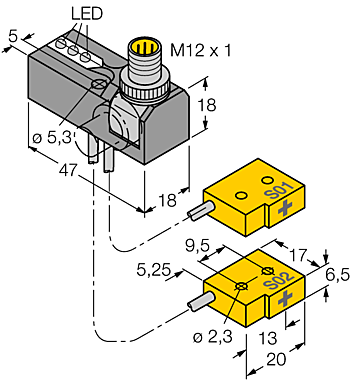Индуктивный датчик TURCK NI2-Q6.5-0.04/0.1-BDS-2AP6X3-H1141/S34