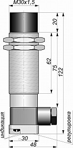 Индуктивный датчик СКБ Индукция ИДС27-NO-AC-K-Z-50(Л63)