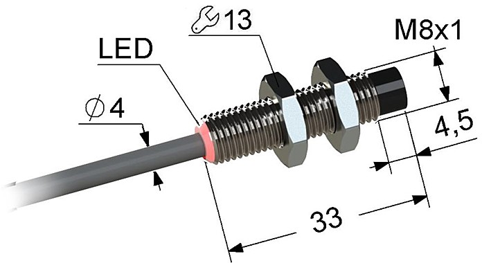 Индуктивный датчик Мега-К PS2-08M33-4N11-K