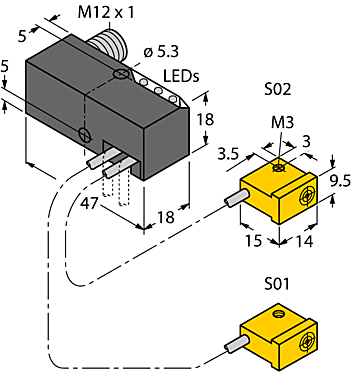 Индуктивный датчик TURCK NI2-Q9.5-AP6-0.1-FS4.4X3/S304