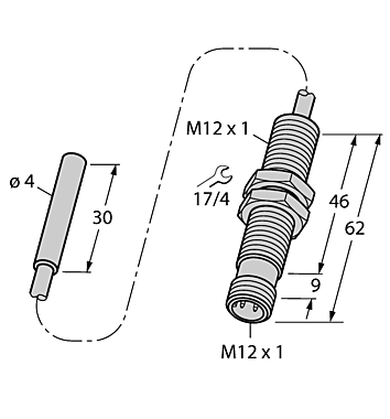Индуктивный датчик TURCK BI1.5-EH04-0.3-M12-SIU-H1141