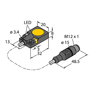 Индуктивный датчик TURCK BI5U-Q08-AP6X2-0.5XOR-RS4