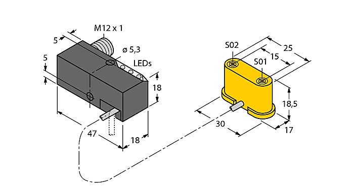 Индуктивный датчик TURCK NI1.5-VEP-2AP6-0.185-FS4.4X3/S304