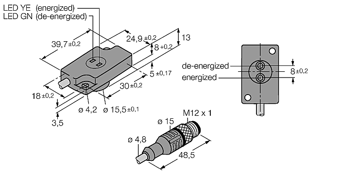 Индуктивный датчик TURCK NI1.5-KSR13A-2AD4X2-0.2-RS4.4T/S34