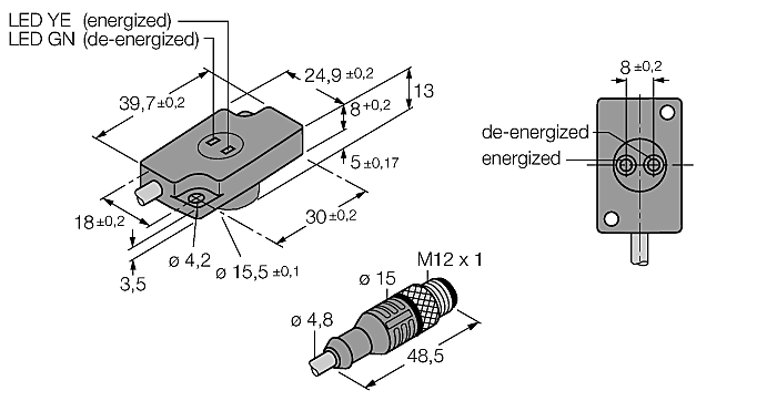 Индуктивный датчик TURCK NI1.5-KSR13R-2AD4X2-0.2-RS4.4T/S34